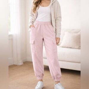 Express Pink Cargo Jogger Sweatpants Medium Soft Lounge Athleisure